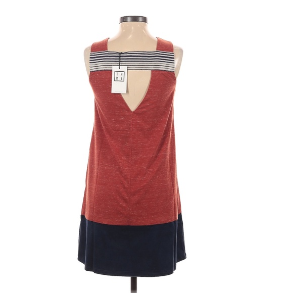 Red Colorblock Sleeveless Geometric Dress Cut-out Back THML - Picture 6 of 8